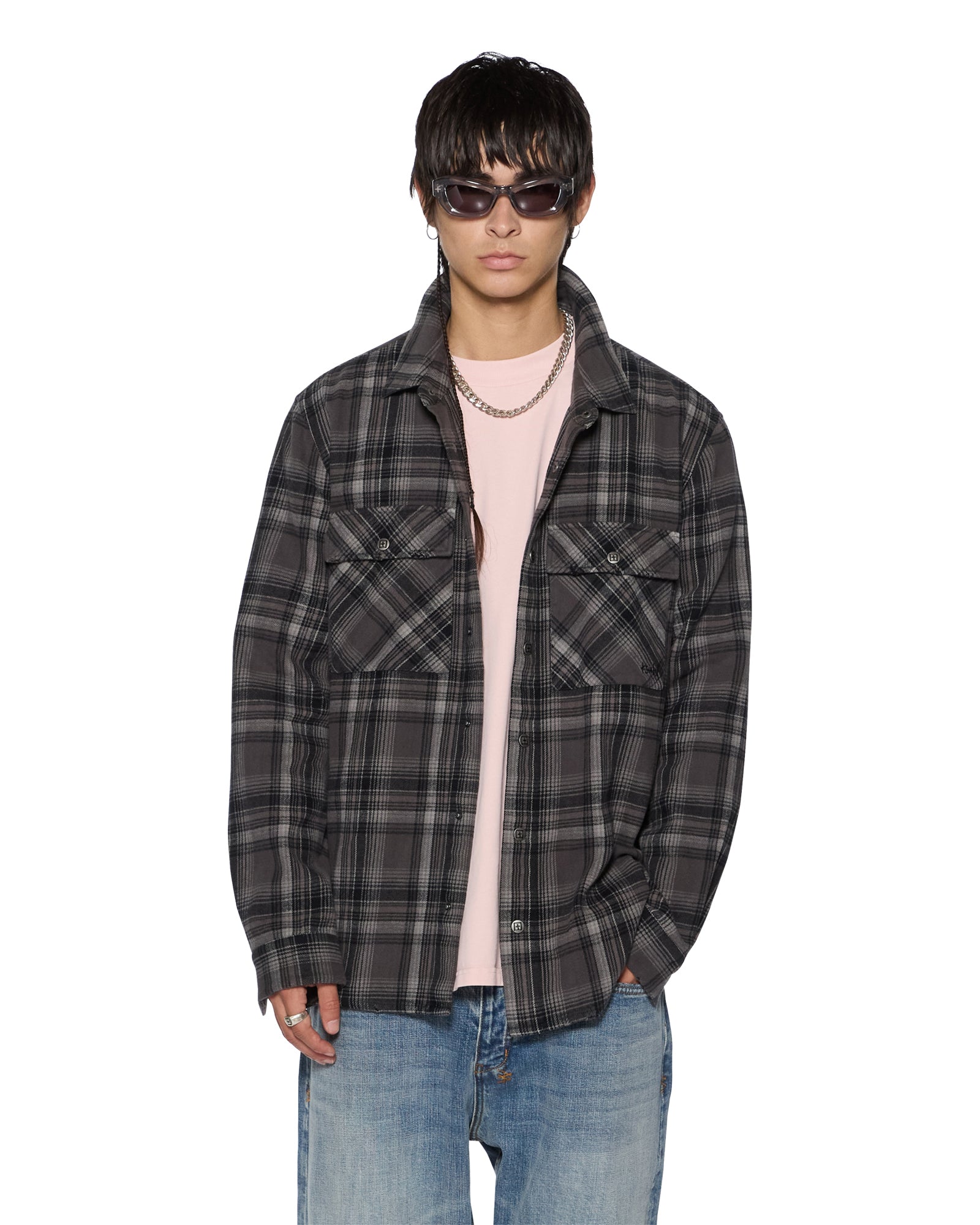 TOPS_SNAKEBITESHIRTCHECKCHARCOAL_504